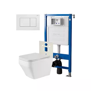 Нов.арт PN48505W (45122 вместо 45120)+ Клавиша смыва Ника белая PN44081W + Унитаз Аврора PN41101