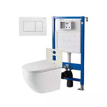 Нов.арт PN48535W (45122 вместо 45120)+ Клавиша Ника, белая, PN44081W + Унитаз Сатурн PN41901