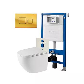 Нов.арт PN48536G (45122 вместо 45120)+ Клавиша Афина, золото, PN44041G + Унитаз Сатурн PN41901