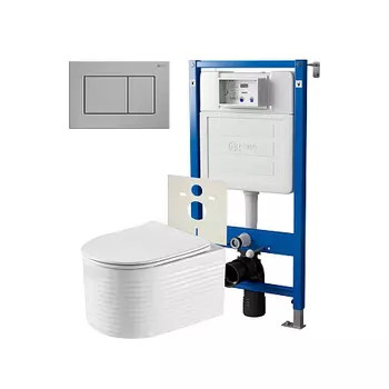 Нов.арт PN48553SB (45122 вместо 45120)+ Клавиша Ника, нерж сталь PN44081SB + Унитаз Омега PN41902