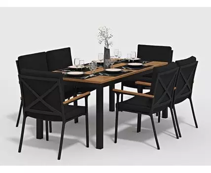 Обеденная группа Bella (темно-серый, черный)