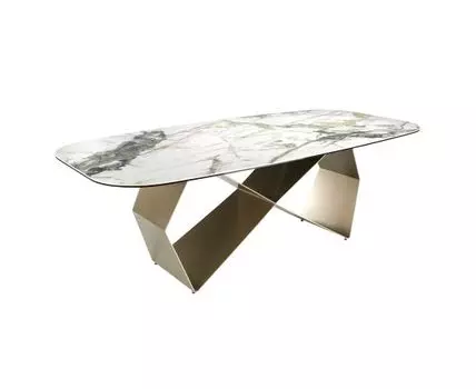 Обеденный стол 1140/MC23182DT из керамики и стали цвета шампанского