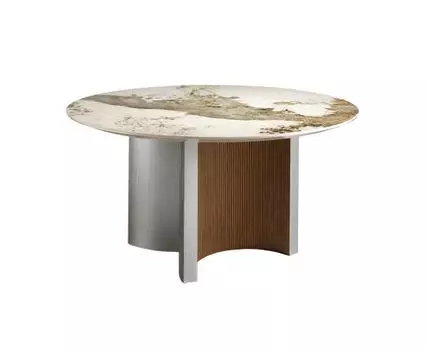 Обеденный стол 1148/RT23067 из серебристого дерева, ореха и керамики с мраморной отделкой
