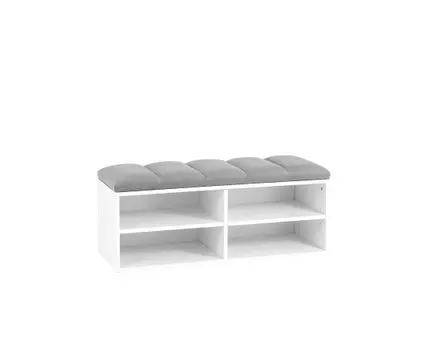 Обувница Хольст 2 белая велюр серый