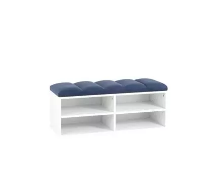 Обувница Хольст 2 белая велюр синий