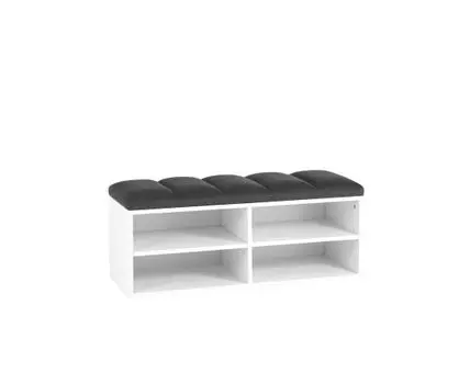 Обувница Хольст 2 белая велюр тёмно-серый