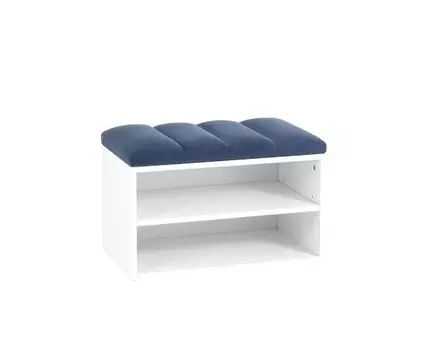 Обувница Хольст белая велюр синий