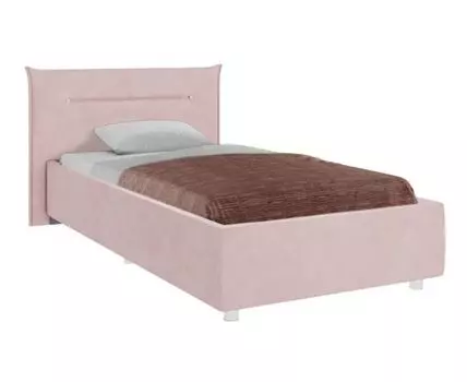 Односпальная кровать Альба ПМ (89.5/105, 214, С дном короба для белья, 90х200 см, Мягкие, Розовый, 116/189)