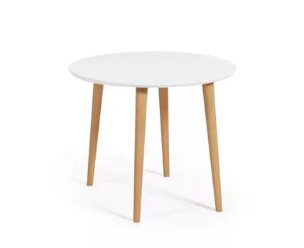 Oqui Раздвижной стол с белой столешницей и ножками из массива бука 90 (170) x 90 см