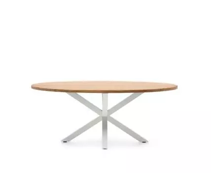 Овальный стол ARYA Argo из массива акации, белые стальные ножки 200x100