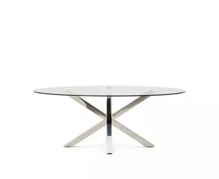 Овальный стол ARYA Argo из матового черного стекла и нержавеющей стали 200x100