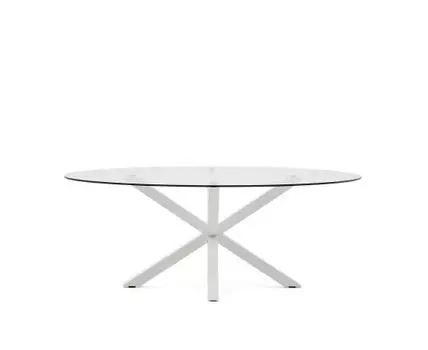 Овальный стол ARYA Argo из стекла, стальных ножек и белой отделкой 200x100