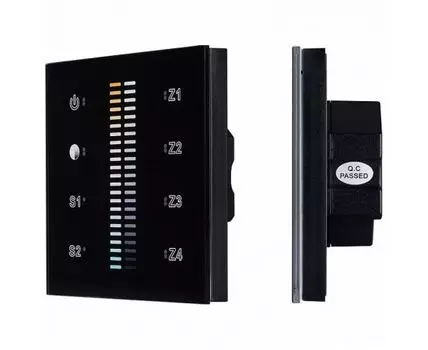 Панель-регулятора ЦТ сенсорная встраиваемая Arlight Sens SR-2830B-AC-RF-IN Black (220V, MIX+DIM, 4 зоны)