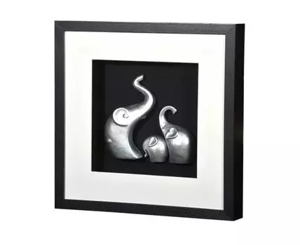 Панно Семья слонов (черный, серебристый, 50)