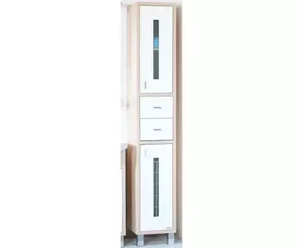 Пенал БАЛИ универсальный ПВХ светлая лиственница / белый (с бельевой корзиной)