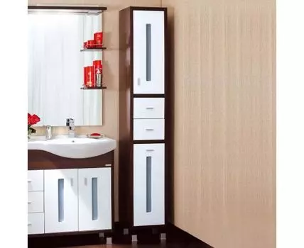 Пенал БАЛИ универсальный ПВХ венге / белый (с бельевой корзиной)