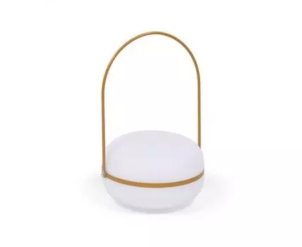 Переносная настольная лампа Tea из полиэтилена и металла с горчичной отделкой