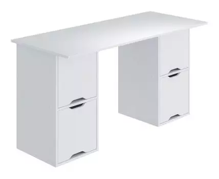 Письменный стол Юнит с дверцами (74, 60, 2 тумбы, Прямые, Белый, 140)