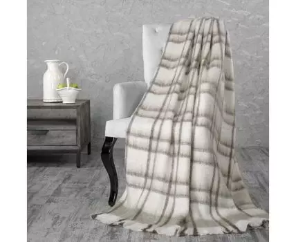 Плед (170 см, белый, коричневый, 130 см)