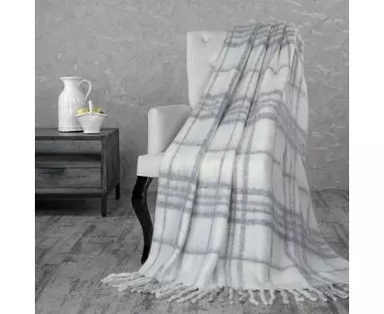 Плед (170 см, белый, серый, 130 см)