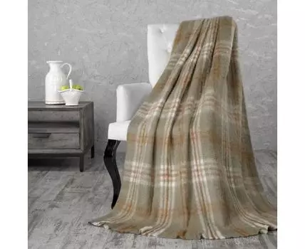 Плед (170 см, коричневый, белый, 130 см)