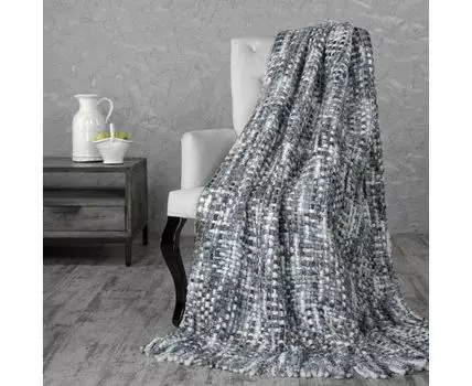 Плед (190 см, серый, белый, 140 см)