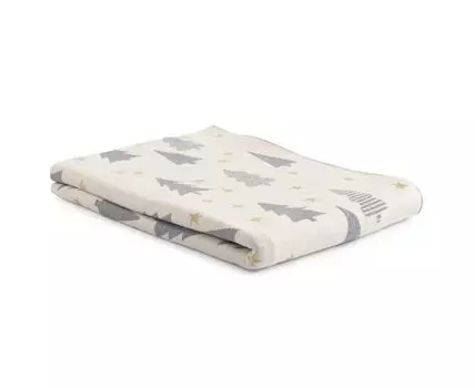 Плед из хлопка с новогодним рисунком Magic forest New Year Essential (мультиколор, 130)