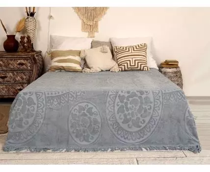 Плед Узелочки махровое (Покрывало, Серый)