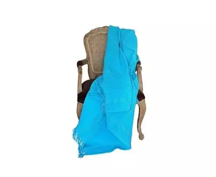 Плед вязаный бирюзовый