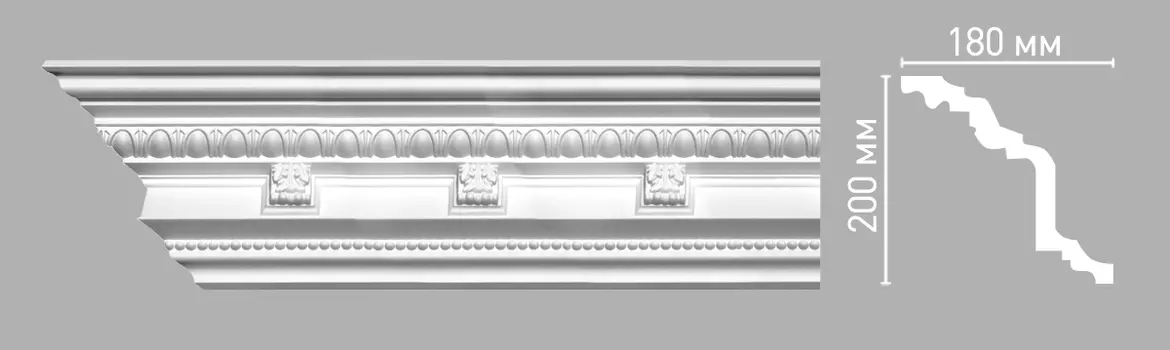 Плинтус потолочный с рисунком DECOMASTER 95144 (200х180х2400мм)