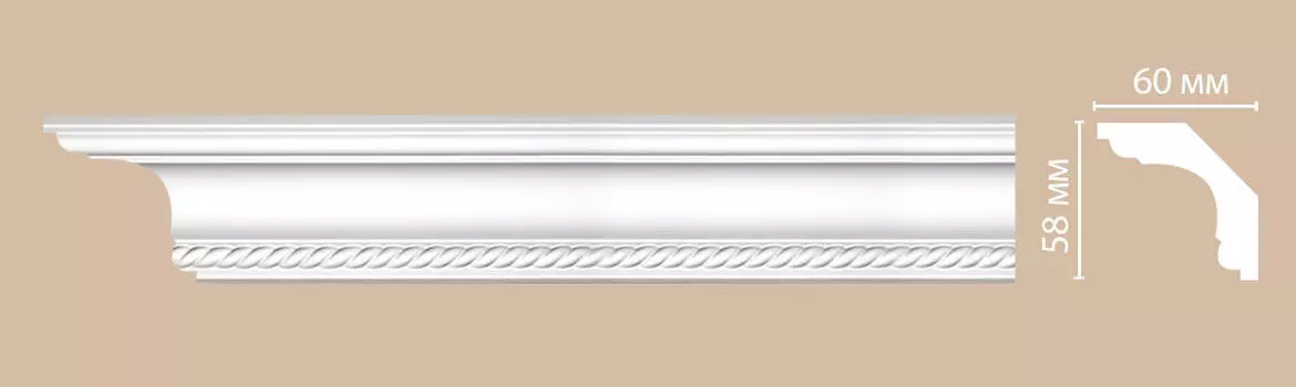 Плинтус потолочный с рисунком DECOMASTER DT-128 (58*60*2400мм)