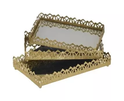 Поднос, набор 3 шт (черный, золотистый, 25)