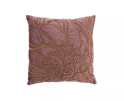 Подушка с бисером Пионы пыльная роза Garda Decor