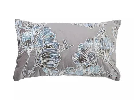 Подушка с пайетками Арт Магнолия серый 30*50см