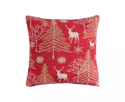 Подушка вязаная с новогодним рисунком Winter fairytale New Year Essential (Красный, 45)