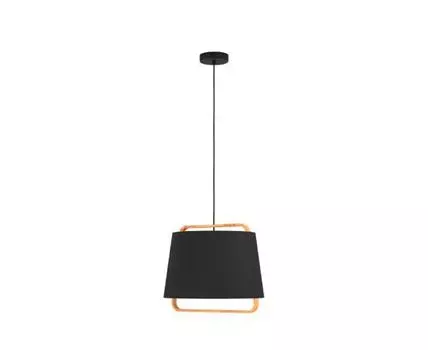 Подвес CAMALOZA, 1x40W(E27), H1500, сталь, дерево, черный, коричневый, текстиль, 390185