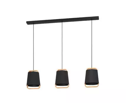 Подвес CAMALOZA, 3x40W(E27), сталь, дерево, черный, коричневый, 390186