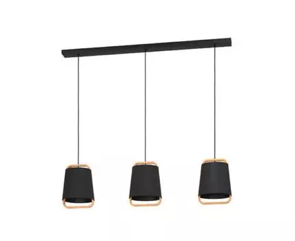 Подвес CAMALOZA, 3x40W(E27), сталь, дерево, черный, коричневый, 390186