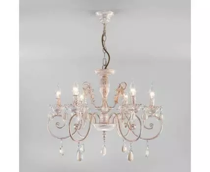 Подвесная люстра с хрусталем 10009/6 золото с белым