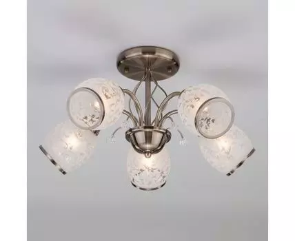 Подвесная люстра с хрусталем 30026/5 античная бронза