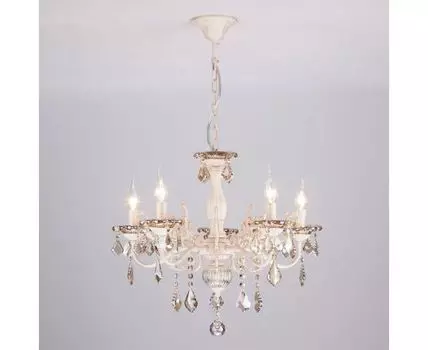 Подвесная люстра с хрусталем 3281/5 белый с золотом