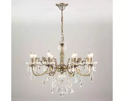 Подвесная люстра с хрусталем 3281/8 античная бронза