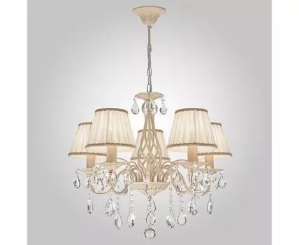Подвесная люстра с тканевыми абажурами 10054/5 белый с золотом