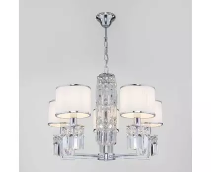 Подвесная люстра с тканевыми абажурами 10099/5 хром