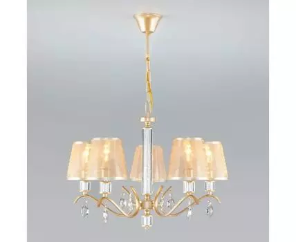 Подвесная люстра с тканевыми абажурами 60103/5 перламутровое золото