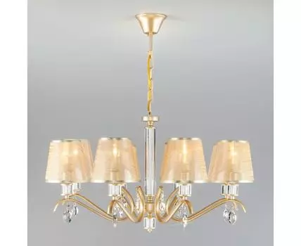 Подвесная люстра с тканевыми абажурами 60103/8 перламутровое золото