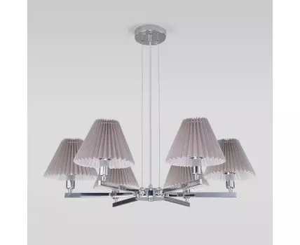 Подвесная люстра с тканевыми абажурами 60136/6 хром/серый