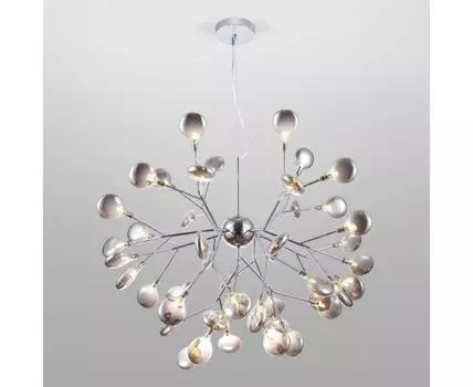 Подвесная люстра со стеклянными плафонами 555 хром / дымчатый