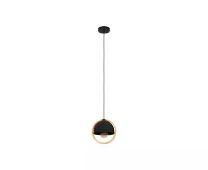 Подвесной потолочный светильник CALLOW, 1Х40W, E27, черный/дерево, 43755