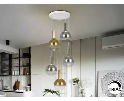 Подвесной светильник Matices 5L белый-дымчатый-золотой